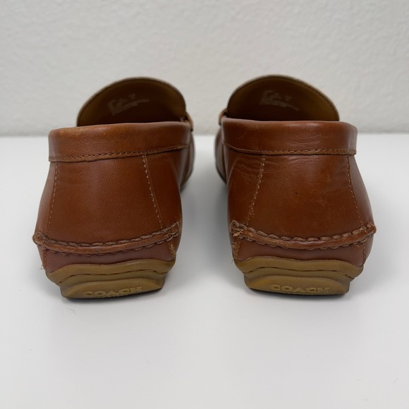 COACH Mott Driver Loafers Khaki Brown Signature‎ Jacquard Leather Mens 7D Career main image 5